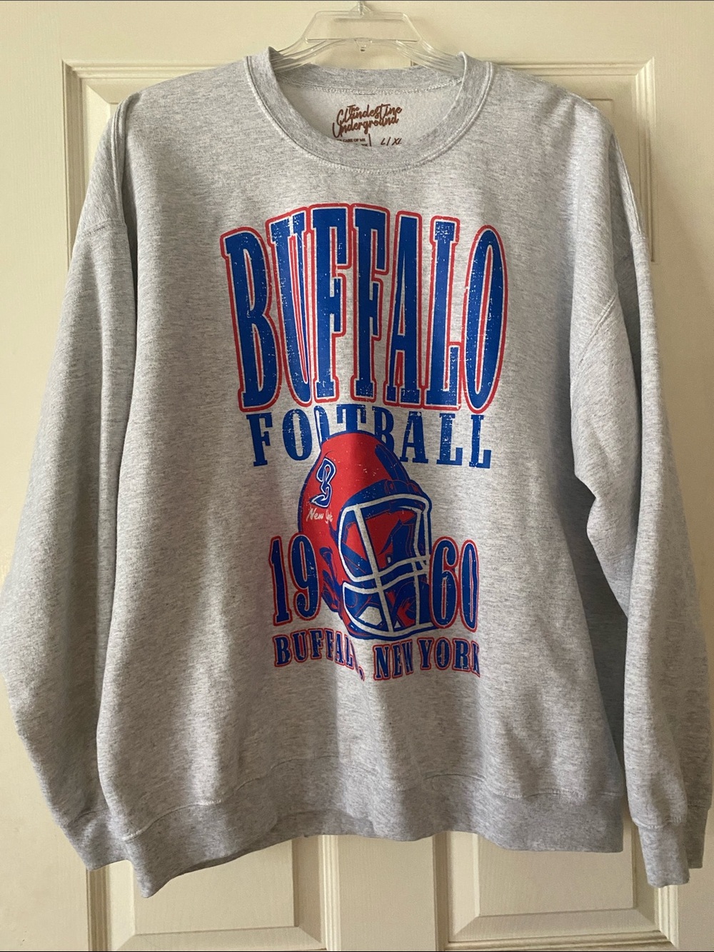 Vintage-Style Buffalo Football Crewneck Sweatshirt - Gray